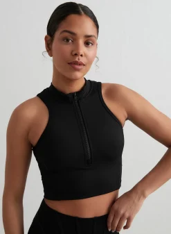 Black Sculpting Racer Front Zip Top*AIM’N Hot