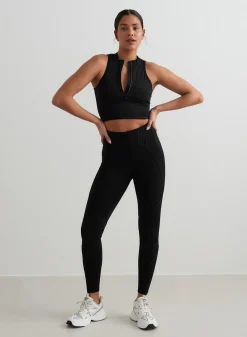 Black Sculpting Racer Front Zip Top*AIM’N Hot