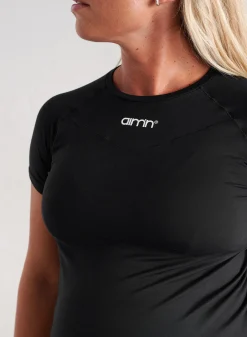 Black Soft Basic Maternity Short Sleeve*AIM’N Discount