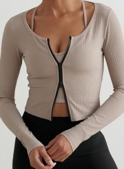 Ribbed Performance Zipped Cardigan*AIM’N Sale