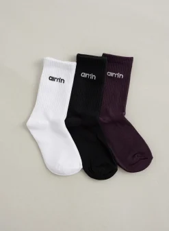Midnight Plum Young Aim'n Logo Socks 3-pack*AIM’N Best