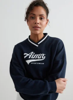 Navy Pitch V-neck Sweatshirt*AIM’N Sale